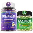 NEVISS Huile de graines noires Gummies, Chlorophylle et supplément de mousse de mer + Glycinat de magnésium Gummies pour adultes et enfants 4+
