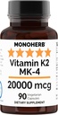 MONOHERB Vitamine K2 als Menatetrenon MK-4 20000 mcg per capsule - 90 Veg Capsules