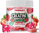 Creatine Monohydraat Kauwen Complex 6400 mg voor mannen en vrouwen -Geavanceerde Formule W/L-Taurine + Vitamine B12, Suikervrije Kauwbare Supplement,60 Aardbei Softtchews