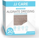 JJ CARE Silver Calcium Alginate Wond Dressing (Pack van 20) 4x5, Silver Alginate Wond Dressing Individueel verpakt, Zeer Absorberende Niet-Adherent Bandages voor Wond Care