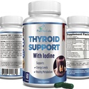 Schildklierondersteuning met jood - Metabolisme Booster, Energie Booster, Verhoog Focus - Premium Non-GMO Schildklier Supplement 60 Capsules