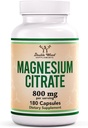 Magnesium citraat 800 mg, 180 capsules, spijsvertering en constipatie ondersteuning, Vegan Safe, Non-GMO, Double Wood Supplements