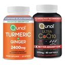 Qunol CoQ10 & Kurkuma: Kurkuma Curcumine, 2400mg, 105 Capsules & Ultra CoQ10 100mg, 90 Softgels