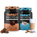 Nutrologie TRIPACT Protéines - Nourriture Premium Shake - Protéines de lactosérum non OGM, Protéines végétales, Verts, Superaliments et probiotiques - 5g BCAAs - Chocolat crémeux et VanillaLatte avec/Cannelle 1,5lb Chaque