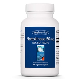 Allergie Research Group Nattokinase 50mg Supplement - NSK-SD 1000 FU, Cardiovasculaire Ondersteuning, Circulatoire Gezondheid, Vegetarische Capsules - 300 Tel.