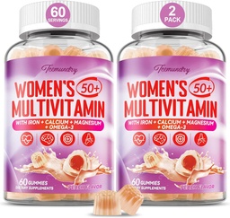Multivitamine Gummies for Women 50 Plus - met Omega 3, Coenzyme Q10, ijzer, Calcium, Zink, Vitamine A, C, D3, E, K2, B Complex, Folaat - Multi Vitamines & Minerals for Energy, Beauty, Immune, Sugar Free