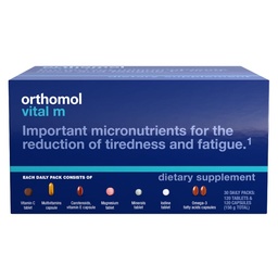 Orthomol Vital M Tablet Packets, Heren Multivitamine, 30-dagen Supply, Vitaminen A, B, C, D, E, K, Jodium, Omega-3