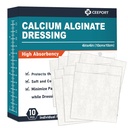 Calciumalginaat Wonddressing Pads, 4' x 4' Patches [10 Individual Pack], High Absorbency Dressing, Soft Wound Care Products, Comfortable & Gentle and Non Stick Gauze Pads for Wound Care