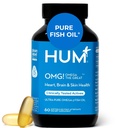 HUM OMG! Omega The Great Triple Omega 3 Fish Oil Supplement for Women & Men with Vitamin E, DHA & EPA, Skin Care & Skin Tone Support for Heart & Brain Health, Gluten Free, Non GMO, 60 Softgels