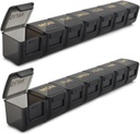 2 Pack Weekly Pillen Organisator, Grote 7 dagen pil geval, Dagelijkse Vitamine Case Medicine Box, AM/PM Pillen Containers voor Medicine Supplementen Visolie (zwart & zwart)