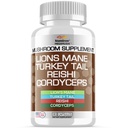 Stamiron Lions Mane supplement Turkije staart Paddestoelen Capsules met Cordyceps Extract & Reishi Paddenstoelen - Alt to Mushroom Gummies, Paddestoelpoeder, Paddestoel Koffie - 90 Tellen