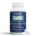 LongJuvity Calcium Alpha-Ketoglutarate Time Release AKG Supplement (1.000 mg per portie) - Gut Heath, Bone Health, Anti Aging & Longevity - Onafhankelijk Lab Getest (60 Enteric Coated Capsules)