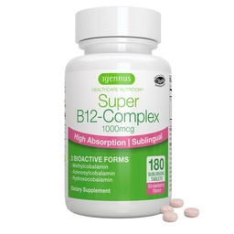 Igennus Sublingual Vitamin B12 Complex 1000mcg, Methylated Methylcobalamine, Adenosylcobalamine & Hydroxocobalamine, Hoge Absorptie & Clean, 180 Servers, Suikervrij & Vegan