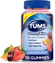 TUMS Gummy Bites Dieetsupplement voor Occasional Heartburn Relief, Upset Maag en zuur Indigestie, Diverse Fruit Smaken - 50 Tellen