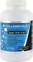 Multi Collagène Pills Plus + 180 Capsules (Types I, II, III, V & X) + Enhancer d'absorption (3 mois d'approvisionnement) - Non-OGM, Collagène Suppléments pour soutenir les cheveux, la peau, les ongles, les articulations et la santé Gut
