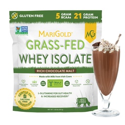 MariGold Grass-gevoed Wei Protein Isolaat Poeder - Rijke chocolade Malt smaak - 1 Lb 