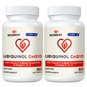 Ubichinol CoQ10-600mg-Softgel, Active Coq10 Ubichinol Supplement met Vitamine E & Omega 3, 6, 9, Hoge Absorptie-Co-enzym-Q10, Krachtige Antioxidant voor Energieproductie, Getest, 120 Tel.