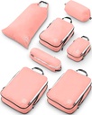 Grote Compressie Verpakking Kubus voor reizen-verpakking Kubus Bagage Organisators 7 Stuk Set voor Gecontroleerde Bagage-Ultralight, Uitbreidbare / Compressie Bags door TRIPPED Travel Gear (Dusty Rose)