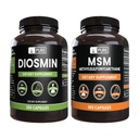 PURE ORIGINEEL INGREDIËNTEN Diosmin en MSM Bundel, 365 Capsules Elke, Geen Magnesium of Rijst Fillers, altijd zuiver