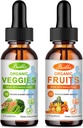 Fruit en groenten supplement - Balance van natuurlijke groenten en fruit vloeibare druppels 2 Pack, Whole Food Supplement - gevuld met vitaminen en mineralen - 2 FL OZ Fruit & 2FL OZ Veggie
