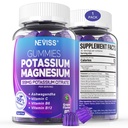 Potassium Magnesium Gummies - Potassium Supplement w/Ashwagandha 200mg, Magnesium Glycinate,B6,B12,P-otassium Citrate for Leg Cramps,Muscle,Electroyte for Adults Kids,Sugar-Free,1Pack