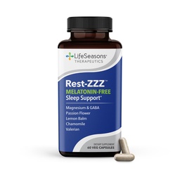 LifeSeasons Rest-ZZZ Melatonine Free - Support Supplement - Kalmte Zenuwstelsel - Gemakkelijk Rusteloosheid & Zenuw-gerelateerde slapeloosheid - Magnesium GABA & kamille - 60 capsules