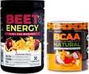 Nutrologie Beet Natural O2, pre-workout poeder, passie fruit smaak (30 porties) BCAA Natuurlijke, plantaardige BCAA poeder, oranje kokos smaak (30 porties)