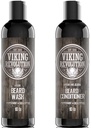 Viking Revolutie Baard Shampoo en Conditioner Set - Top-tier Baard Care Kit met Argan & Jojoba Olie voor gezonde baardgroei, Geen jeuk of irritatie, Rich Lather, Eucalyptus Scent (10 oz)