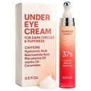 Crème de caféine sous les yeux pour les puffines et les sacs sous les yeux - Roller pour les yeux puffy et les cercles sombres sous le traitement des yeux pour les femmes, les hommes - Acide hyaluronique et Sérum Niacinamide - Réducteur de puffines visage