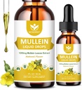4-in-1 Mullein Bladeren Extract Drops for Longs - Respiratory Support and Longs Cleanse, Mullein Liquid Supplements with Elderberry, Marshmallow Root & Orange Peel, Natural Flavor, 1 Fl Oz (2 Pack)