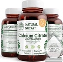 Natuurlijke Nutra Calcium citraat met vitamine D3, supplement voor bot sterkte, bevordert spierbewegingen & Gedane Health, Boost Heart Health, versterken botdichtheid, ideaal voor actieve senioren, 120 tabletten