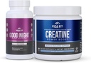 Goede nacht Natuurlijke slaaphulp (60 capsules) & Micronized Creatine Monohydraat Poeder (150 g) Bundel 