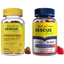 RESCUE Bach Plus Slaap Gummies met 5mg Melatonine/dosis [en] Bach Plus Mood & Stress Ondersteuning Gummies met belangrijke voedingsstoffen en botanische producten - 2PK Dieetsupplementen, 60Ct Elk