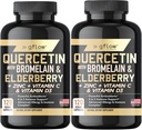 Quercetine met Bromelain Zink Vitamine C Vitamine D Vlierbessen - 120 Veggie Capsules, Non-GMO, Glutenvrije 