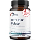 Conceptions pour la santé Ultraméthylate B12 + Méthyl Folate - Vitamine B12 méthylcobalamine et supplément de folate, Adénosylcobalamine et 5-MTHF pour Nerve, Énergie Cellulaire + Support de Méthylation (90 Capsules)