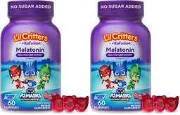 L'il Critters PJ Maskers Gummy Melatonine Supplement voor kinderen, Drug-vrije slaapondersteuning, 60 Gummies (pakket van 2)