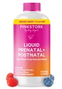 Pink Stork Liquid Prenatale Vitaminen voor vrouwen - Berry Flavor - Biologische Voedsel Blend - Vruchtbaarheid, Zwangerschap, Postpartum Essentials - Morgen ziekte Ondersteuning - Borstvoeding & Borstvoeding - 32 Servingen