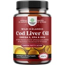 IJslands Wild Caught Cod Liver Oil Softgels - Vis Omega 3, EPA, DHA, Vitamine D & A, 1000mg per portie - Burpless Capsules for Heart, Joint, Brain & Immune Support - 100 Tellen