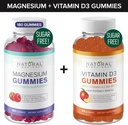 Gommies sans sucre Magnésium (180 Gommies) et Gommies sans sucre Vitamine D (60 Gommies) – Immune Soutien et Relaxation Valeur Bundle, Sans gélatine, Sans gluten, Végétarien, Tous naturels, sans OGM, Kosher
