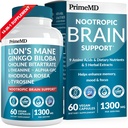 14-in-1 Lions Mane Supplement Capsules - Nootrope Brain Supplement met Ginkgo Biloba voor Hersenondersteuning, Geheugen en Focus - Alpha GPC, L Theanine & Choline Supplementen met 1300mg Per Serving (60 ct)