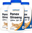 Nutricost Panax Ginseng 1000mg, 240 Capsules, 3 Flessen - Niet GGO, Glutenvrij, 120 porties