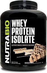 NutraBio 100% Wei Proteïne Isolaat Proteïne Poeder, 25g Proteïne met Compleet Aminozuur Profiel, Non-GMO, Soja & Gluten Vrij, Low Carb, Lage Calorie Wei Proteïne Poeder, Chocolade Pinda Boter, 5 Lbs