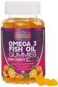Omega 3 Fish Oil Gummies, Hart Gezonde Omega 3 Gummy Supplement met hoge absorptie DHA & EPA, Extra sterkte Joint & Hersen Ondersteuning, Heerlijke Oranje Smaak Visolie Natuur Vitamine - 60 Gummies