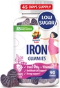 SUNNY SAM Gommies de fer pour les enfants et les adultes - Vitamines de fer avec vitamine C, 10mg par portion - Gommy de fruits à croquer pour immunosupporter la production de globules rouges