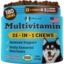 Natural Dog Company 25-en-1 Multivitamine Chews pour chiens – 180 Count Value Pack – Vitamines quotidiennes de chien doux avec antioxydants, Zinc et acide folique – soutient les articulations, la peau et le manteau, Immune et la santé cardiaque