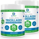BioTrust Tri Collageen Powder - 3-in-1 Gehydrolyseerd Collageen Peptides Powder (Types I, II, & III) - Grass Fed Collageen Proteine Powder for Anti Aging, Skin, Hair, Bone & Joint Health - Unflavored, 2-Pack