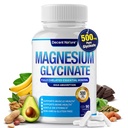 Magnesium Glycinate 500mg Magnesium Supplement - Gecheld voor hoge absorptie en biologische beschikbaarheid Ondersteuning Slaap, spier, botten, krampen, herstel en energie, Vegan Non-GMO 90 Capsules