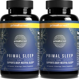 Primal Harvest 2 Pack, Primal Sleep, 120 Capsules met Valeriaanwortel, L-Tryptofaan, GABA, kamille en Melatonine 3mg
