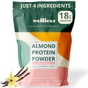 wellious Amandel Proteïne Poeder (Vanilla) - 18 Gram Pure Healthiest Vegan Protein for Women & Men - Perfect Glutenvrij, Soy-Free & Smooth Gut Friendly Protein Powder for Sports Nutrition
