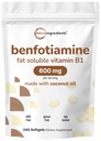 Micro Ingrediënten Vitamine B1 Benfotiamine 600mg per portie, 240 Kokosolie Softgels 